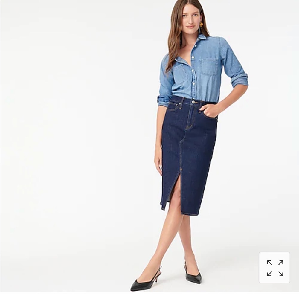 J.Crew Dark Wash, Front Slit Denim Pencil skirt 26